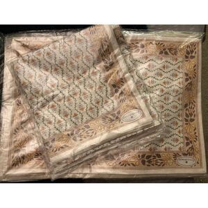 Pomegranate Placemats‎ Napkins Set New Hand Blocked Print Cotton Cream Provence